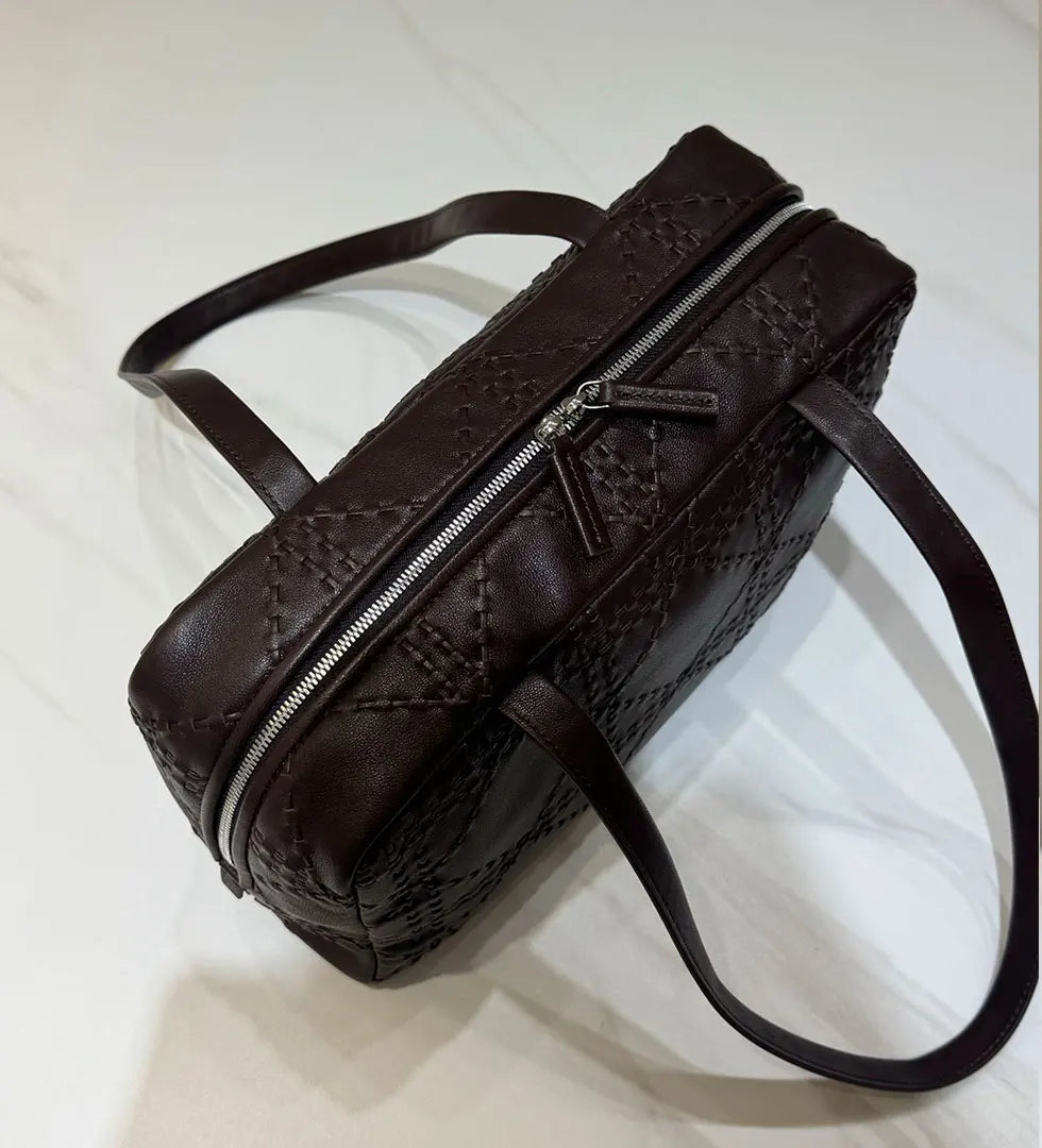 2025 autumn and winter new leather totem handmade bowling bag sheepskin shoulder bag high-quality sheepskin crossbody bag