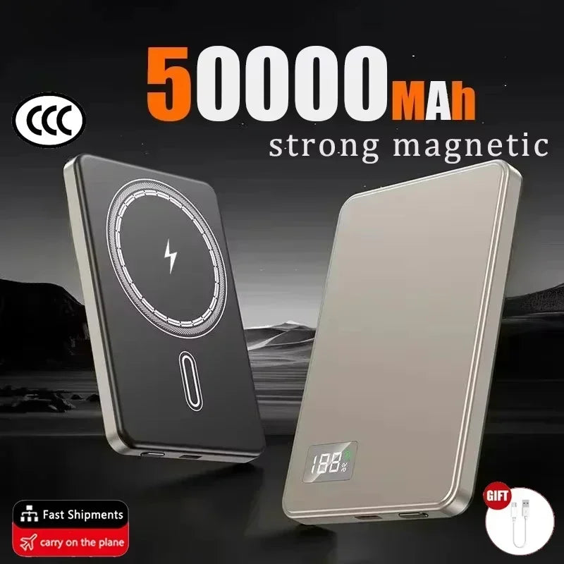 Magnetic Portable Charger 50000mAh - Fast Charging PD Power Bank Golden 50000mAh Tidesmit