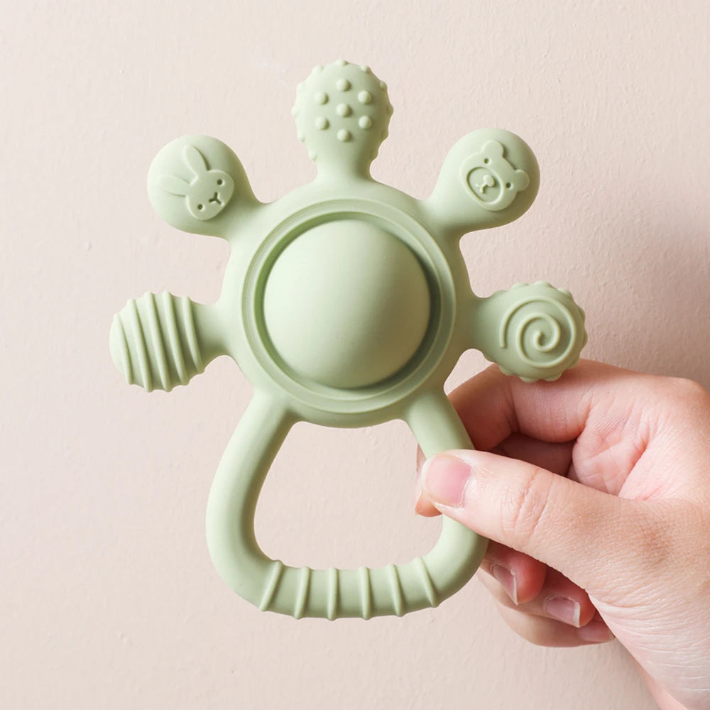 Baby BPA Free Silicone Teether Toy Rattle Silicone Teething for Teeth Newborn Accessories Food Grade Infant Soothing Nusing Toys