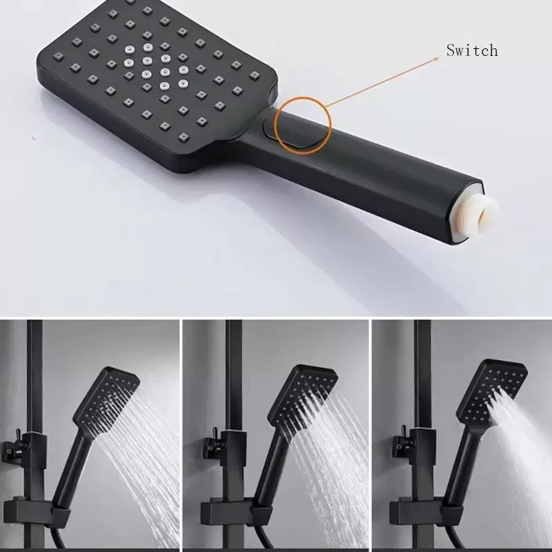 Thermostatic Display Screen Shower Faucet Bathroom Rotate Bath Tub Bidet Shower Push Button Rainfall Head Mixer Tap