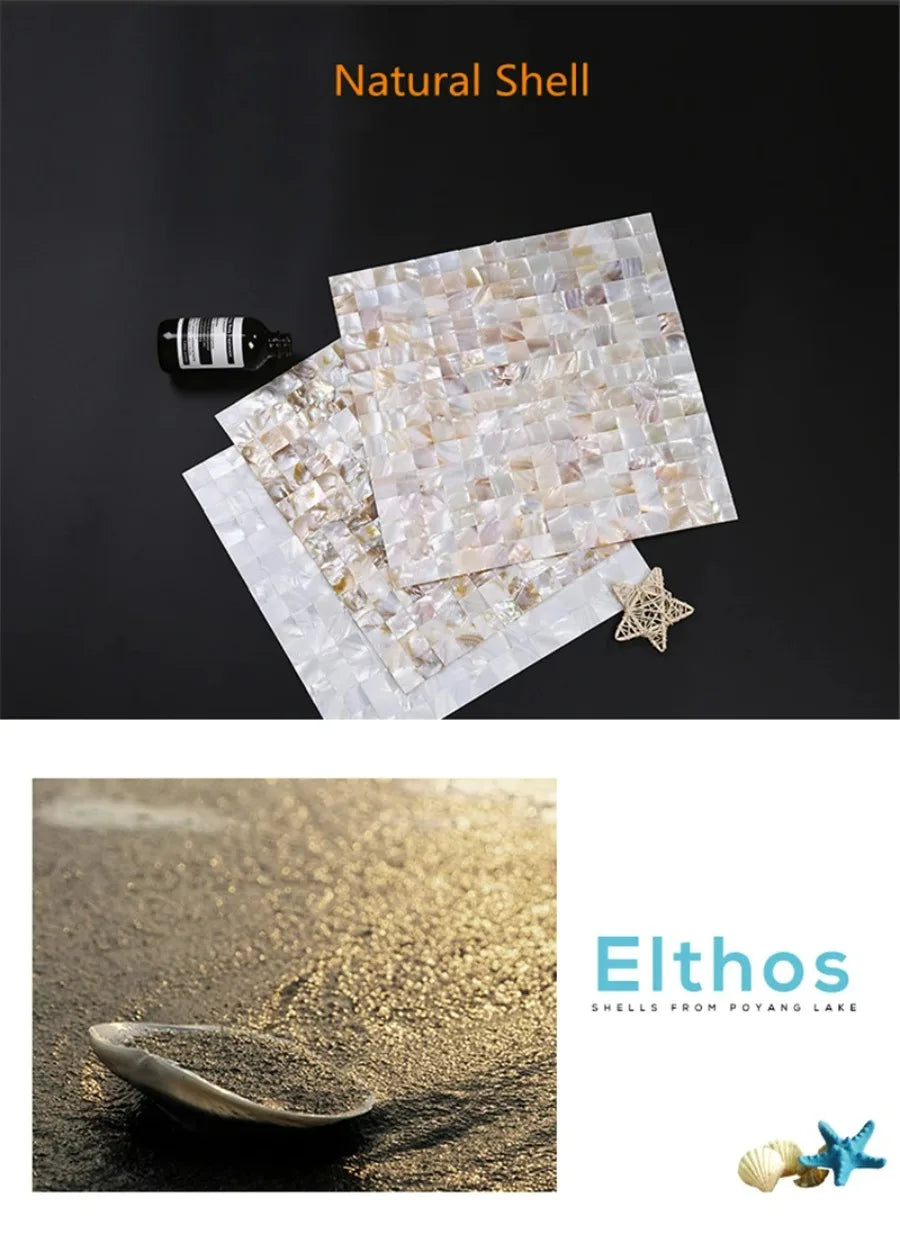 30x30CM Natural Shell Mosaic Tiles Sheet Mother of Pearl Wallpaper Tile Sticker Kitchen Backsplash Bathroom Shower Decorative
