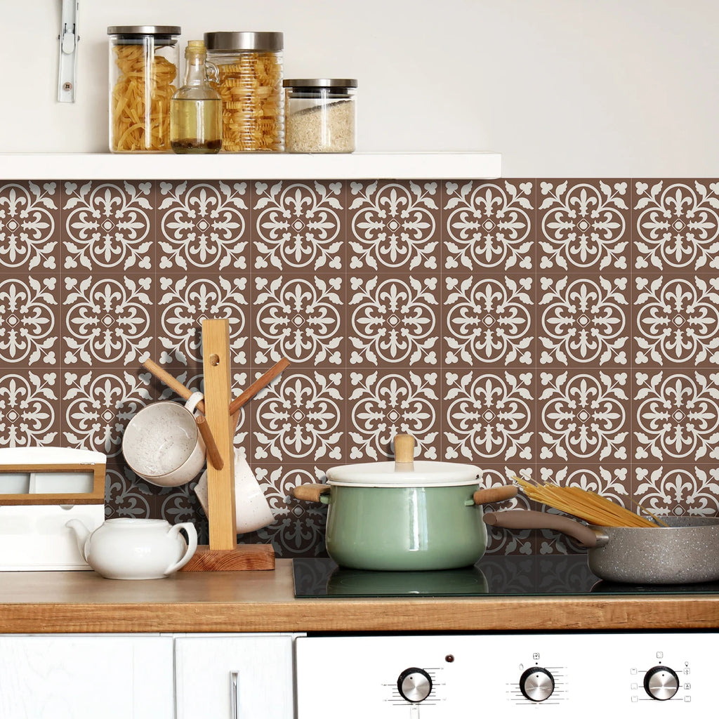 15x15cm Moroccan Style Peel and Stick Tile Stickers, Self Adhesive Waterproof Wall Decor for Kitchen Bathroom (ART Series)