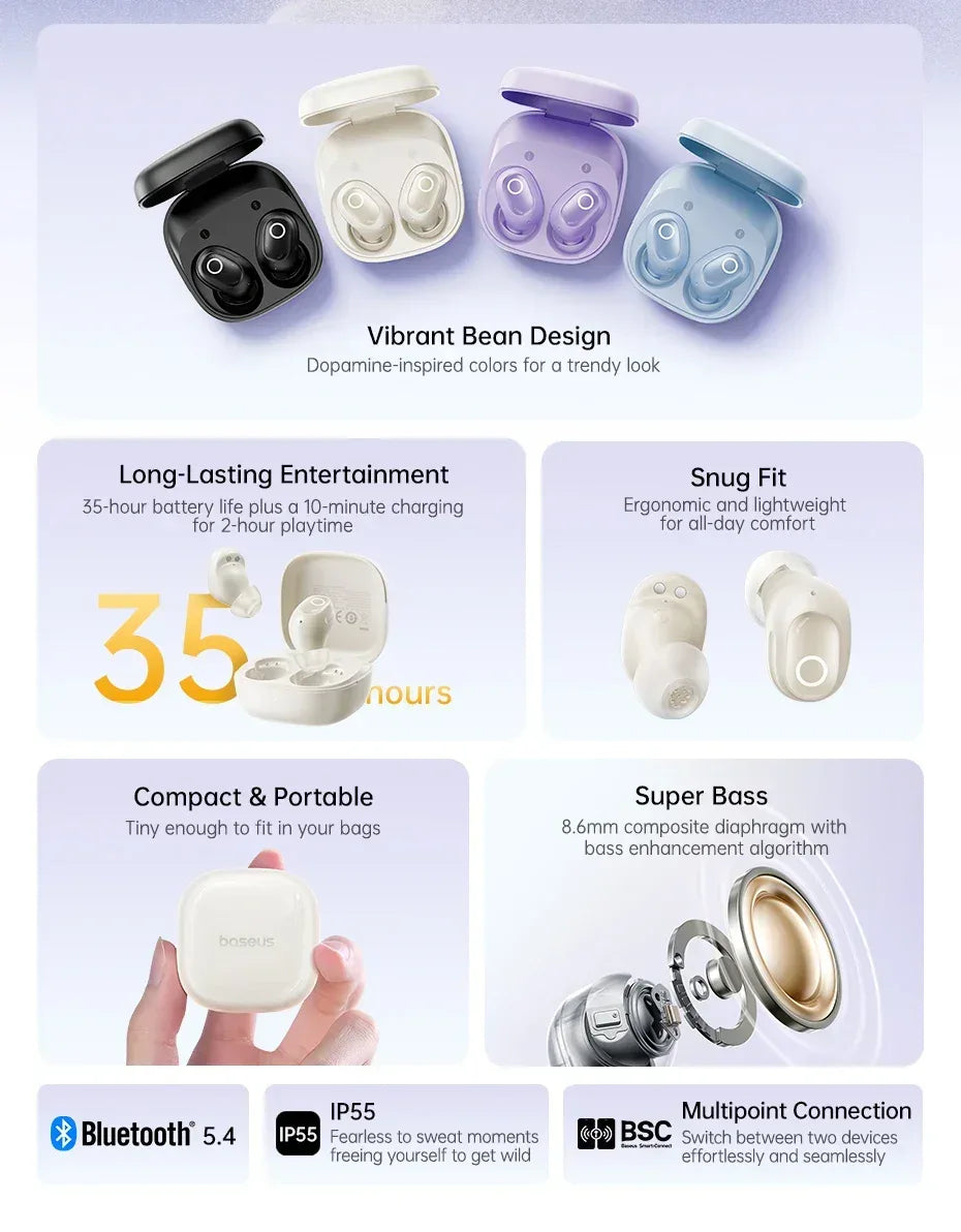 Wireless Earbuds Bluetooth 5.4 with 38H Playtime by Tidesmit Tidesmit