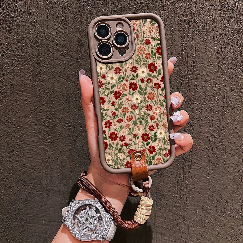 Flower Phone Case with Lanyard for iPhone 16 Pro Max - Shock-Absorbing Cover Tidesmit