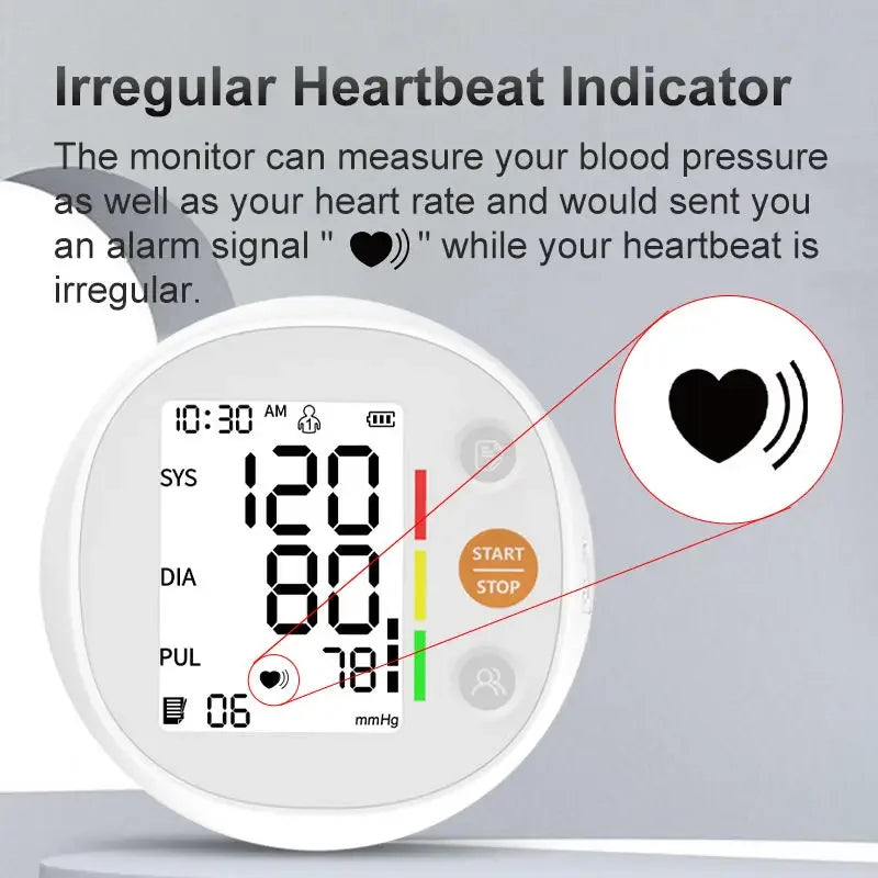 Upper Arm Blood Pressure Monitor Round Large Screen Fully Automatic High Precision Medical Grade Electronic BP Meter for Home