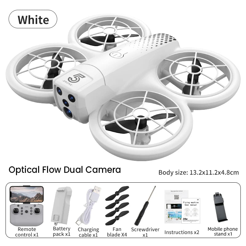 Camera Drone with Dual FPV Lens - Foldable Beginner RC Quadcopter white camera Tidesmit