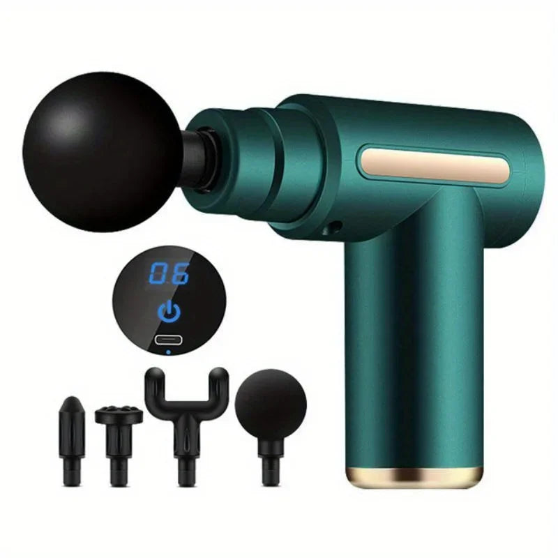 Portable Massage Gun Deep Tissue Tool - Rechargeable Muscle Relief Body Shaping Massage Equipment green Tidesmit