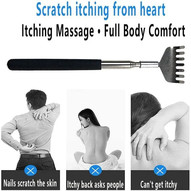 Telescopic Back Scratcher - Durable Stainless Steel Massager - White Back Massage Instrument Tidesmit