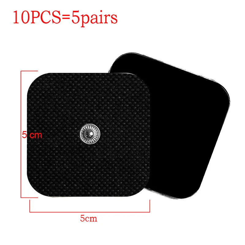 TENS Unit Electrode Pads: Reusable Muscle Stimulator Gel Sets Back Massage Instrument 5x5cm 10pcs Tidesmit