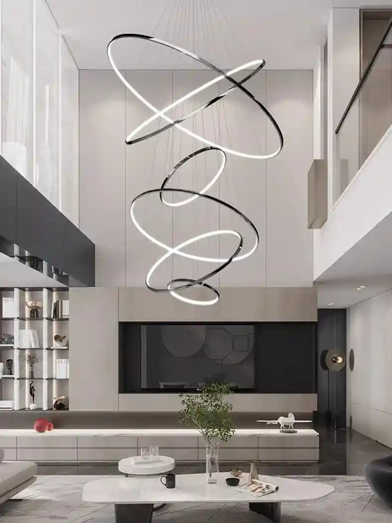 Modern LED Ring Pendant Light for Dining Room | Adjustable Black Finish Tidesmit