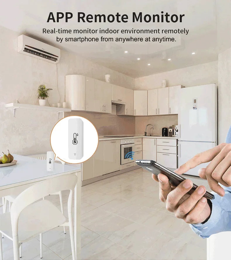 Smart Temperature and Humidity Sensor ZigBee 3.0 or WiFi App Monitor Tidesmit