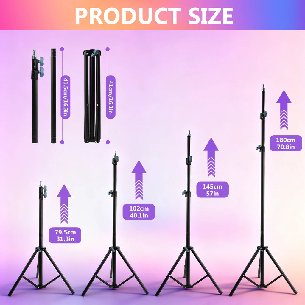 10 Inch RGB Ring Light with 70 Inch Tripod Stand - Tidesmit SM-LJ180 Tidesmit