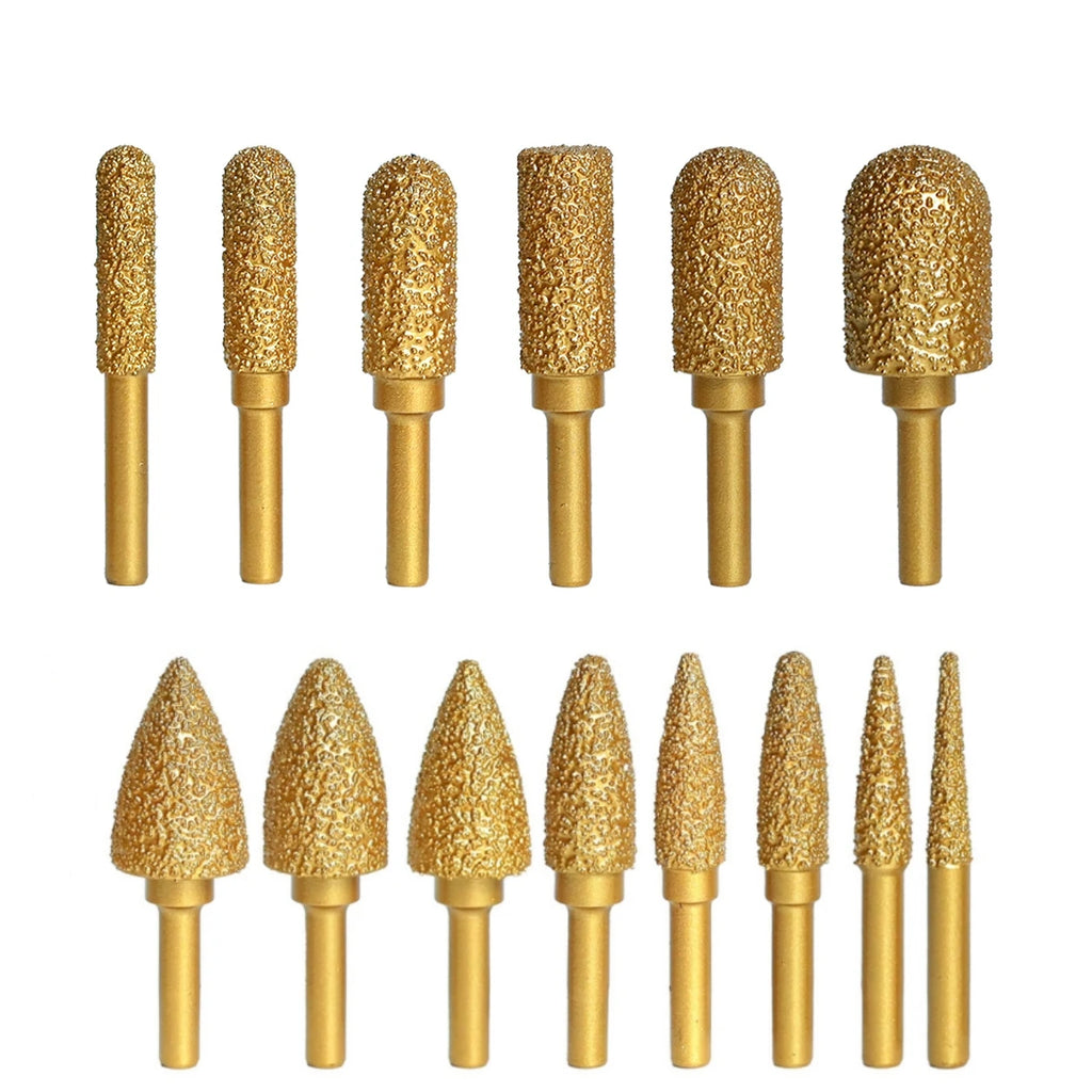 6mm Shank Brazed Diamond Grinding and Polishing Head for Cast Iron Stone Marble Tile - Deburring Metal Processing  Carve