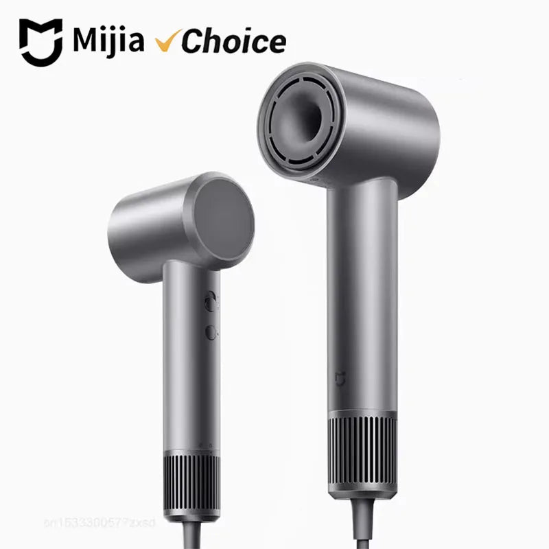 Mijia H501 grey high-speed ionic hair dryer with sleek, modern design and powerful 110,000 RPM motor for quick drying.