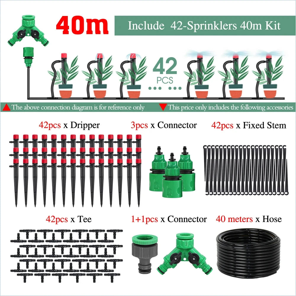 50-5M Automatic Garden Irrigation System Adjustable 13cm Sprinkler Smart Timer Greenhouse Yard Watering Kit Strong Flux