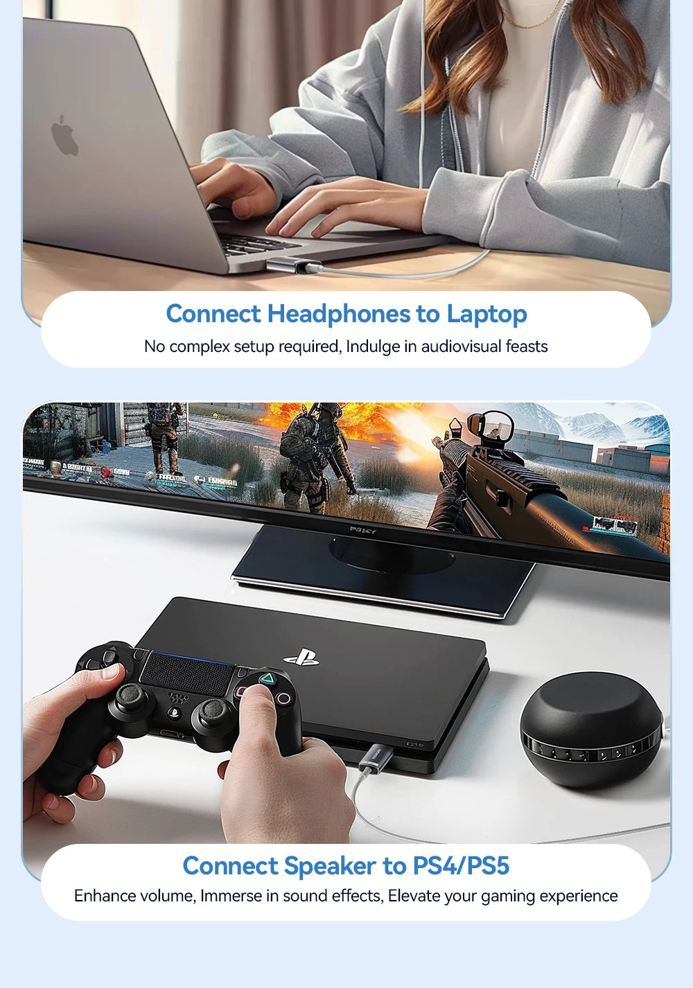 USB to 3.5mm Audio Adapter for Laptop - Dual or Single Jack Tidesmit