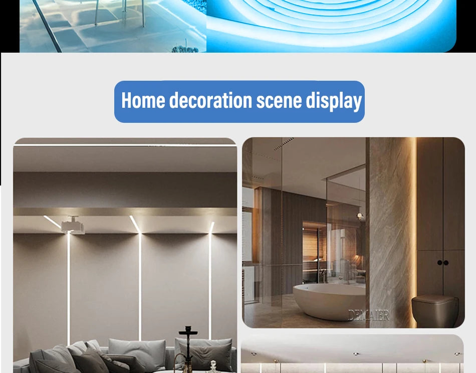 220V COB LED Strip with Switch /Dimmable Waterproof 360LED Strip EU Plug for Outdoor Indoor Room Backlight Garden Kitchen TV