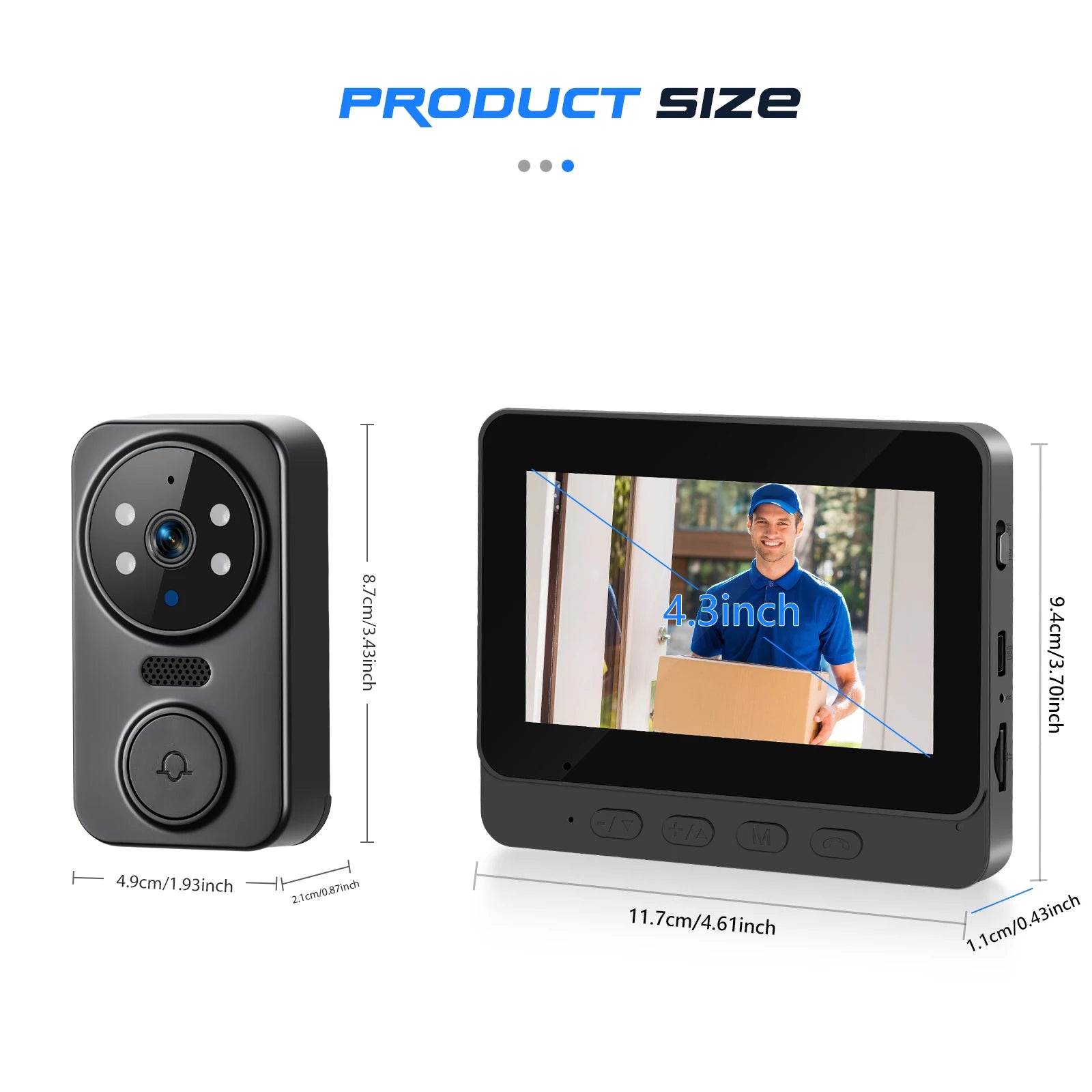 Podofo Smart Wireless Video Doorbell With Screen 4.3'' IPS HD Smart Intercom 2.4G Visible Doorbell Two-Way Talk Night Vision Home Use Security Camera