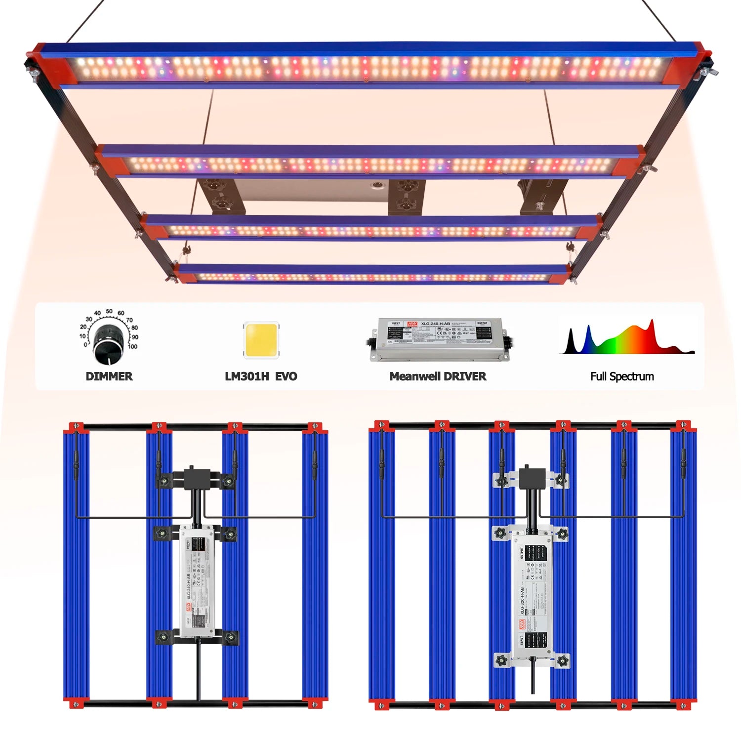 650W 1000W  LM301H EVO MeanWell LED Grow Light Bar Timmer UV IR On/Off For Indoor Flower Tent Plant Growth Phyto Lamp