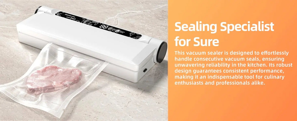 Vacuum Sealer with Bags, Fully Automatic Dry & Wet Food Sealer, One-Click Operation, Strong Suction, Digital Display