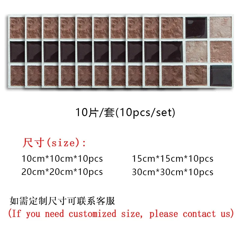 10pcs Purple Mosaic Hard Tiles Sticker Flat Printed in 2d Transfers Cover for Kitchen Bathroom Wallpaper Peel & Stick Wall Decal