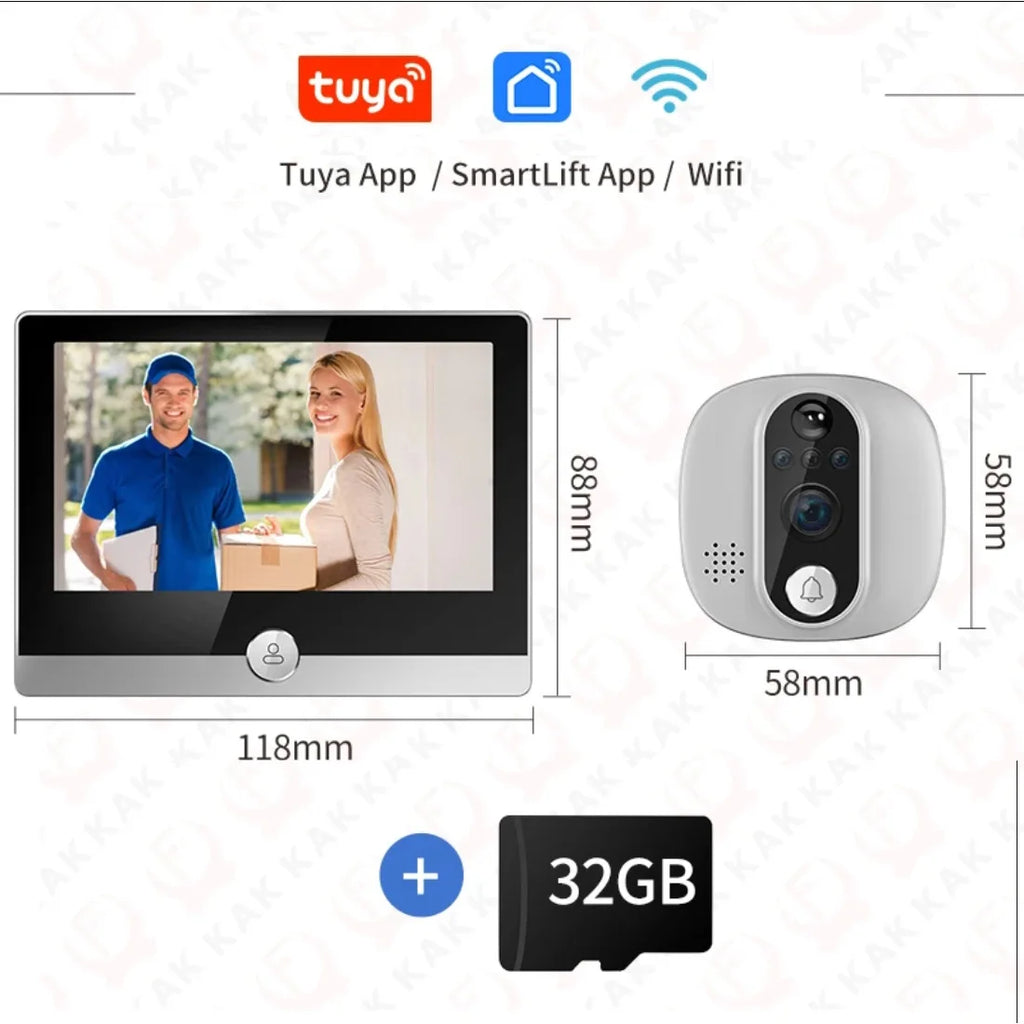 Tuya 1080P WiFi Door Bell Camera Google Alexa Smart Life Video Peephole PIR Motion Detector Digital Door Viewer with Intercom
