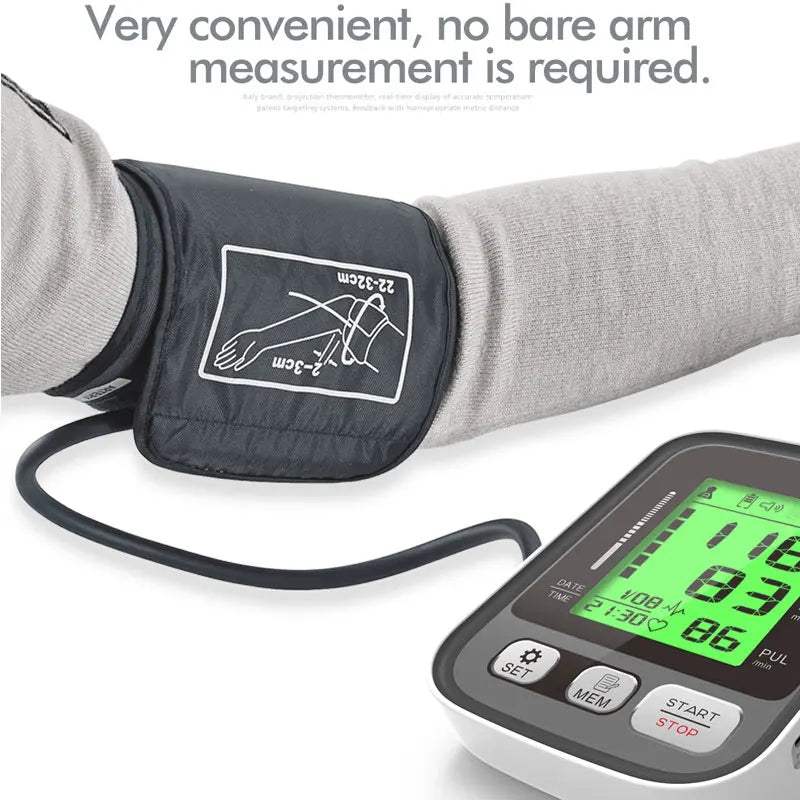 JYHealth Medical Digital Upper Arm Tensiometers BP Blood Pressure Monitor Heart Rate Meter Large Cuff Sphygmomanometer Tonometer