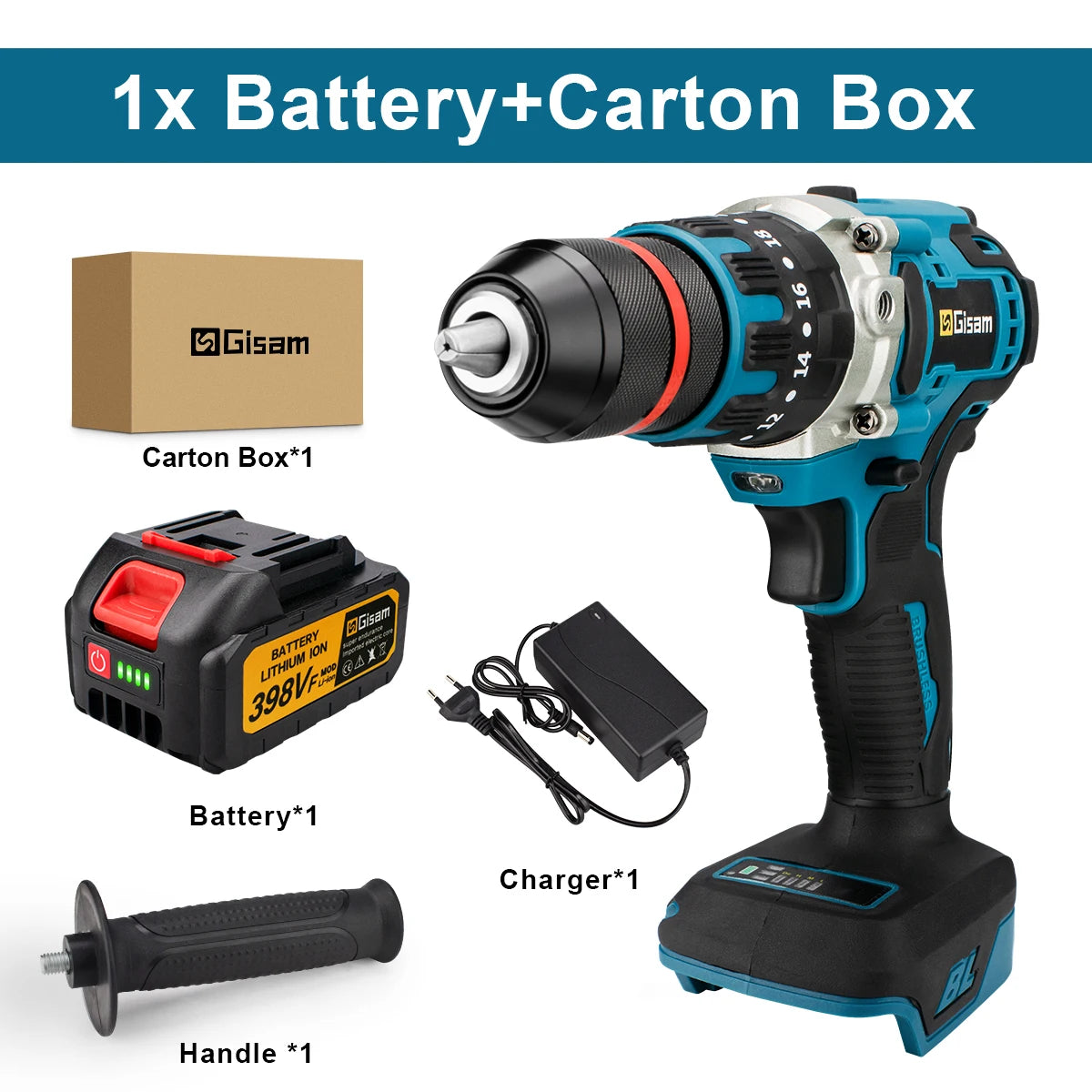 13mm 480N.M Brushless Electric Impact Drill Cordless Drill Electric Screwdriver DIY Driver Power Tool for Makita 18V Battery Pin