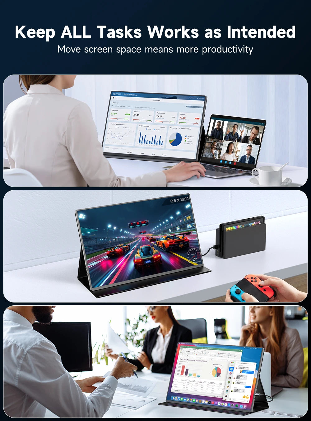 UPERFECT 4K Portable Monitor 16" 3840x2400 IPS 1500:1 1200Nits USB C HDMI Computer Gaming Display with Speakers DC Eyes Care
