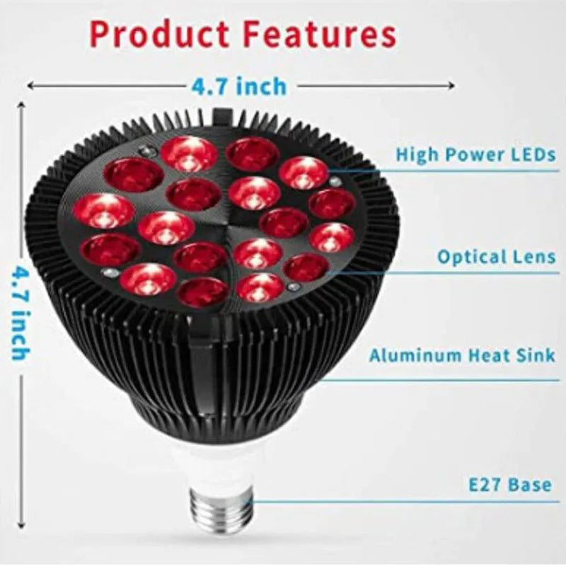 Powerful Red Light Therapy Bulb Anti Aging E27 660nm 850nm Near Infrared IR Lamp Therapy for Skin Pain Relief plant Grow Light P