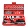 For Hous Auto Repair 46pc Drive Socket Set 1/4 inch Ratchet Wrench Set with Sockets Metric Hex Bit Socket Set Mechanic Tool Kits