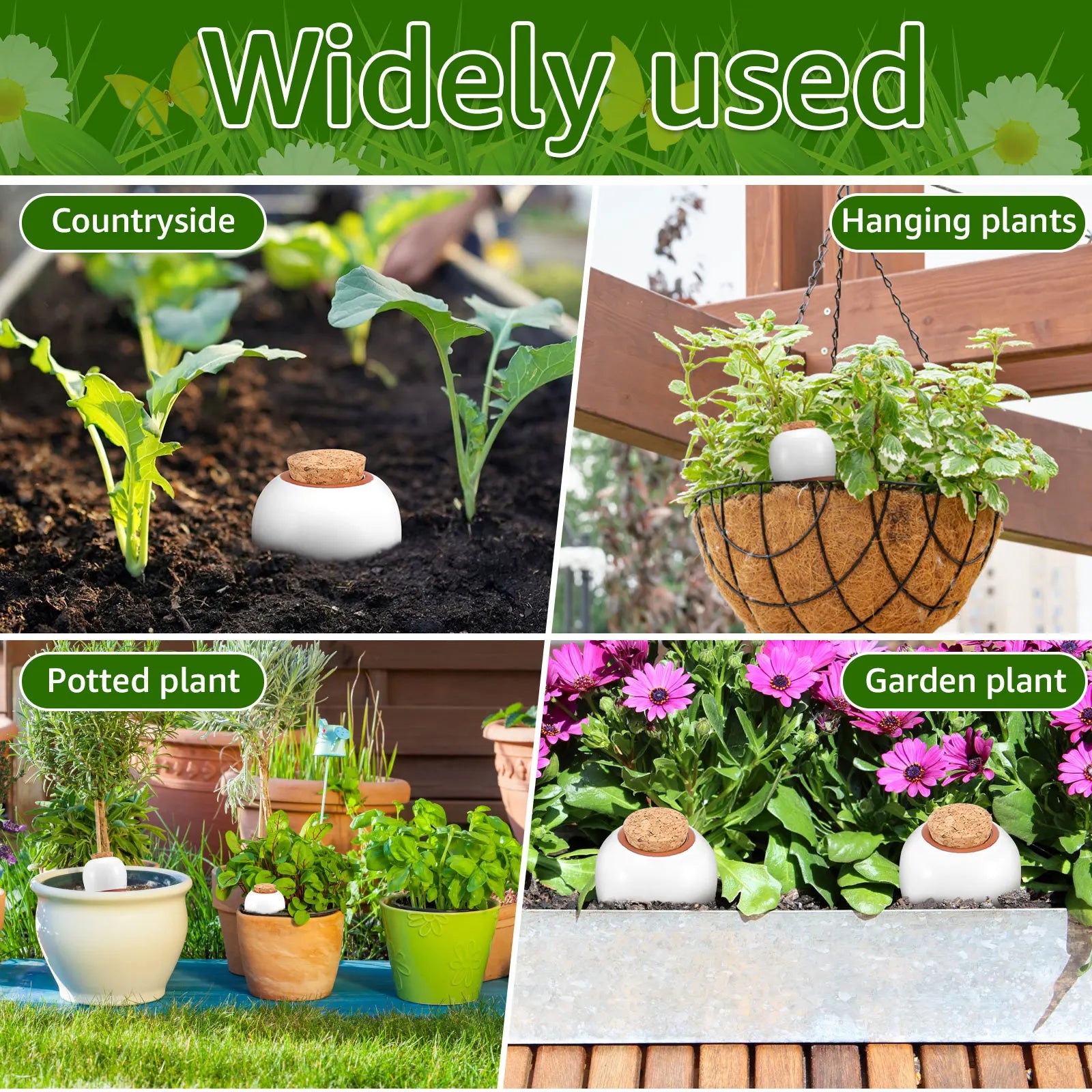 4Pcs 320ml Ceramic Plant Self Watering Spikes Potted Automatic Irrigation System Watering Ball Slow Release Planter Insert