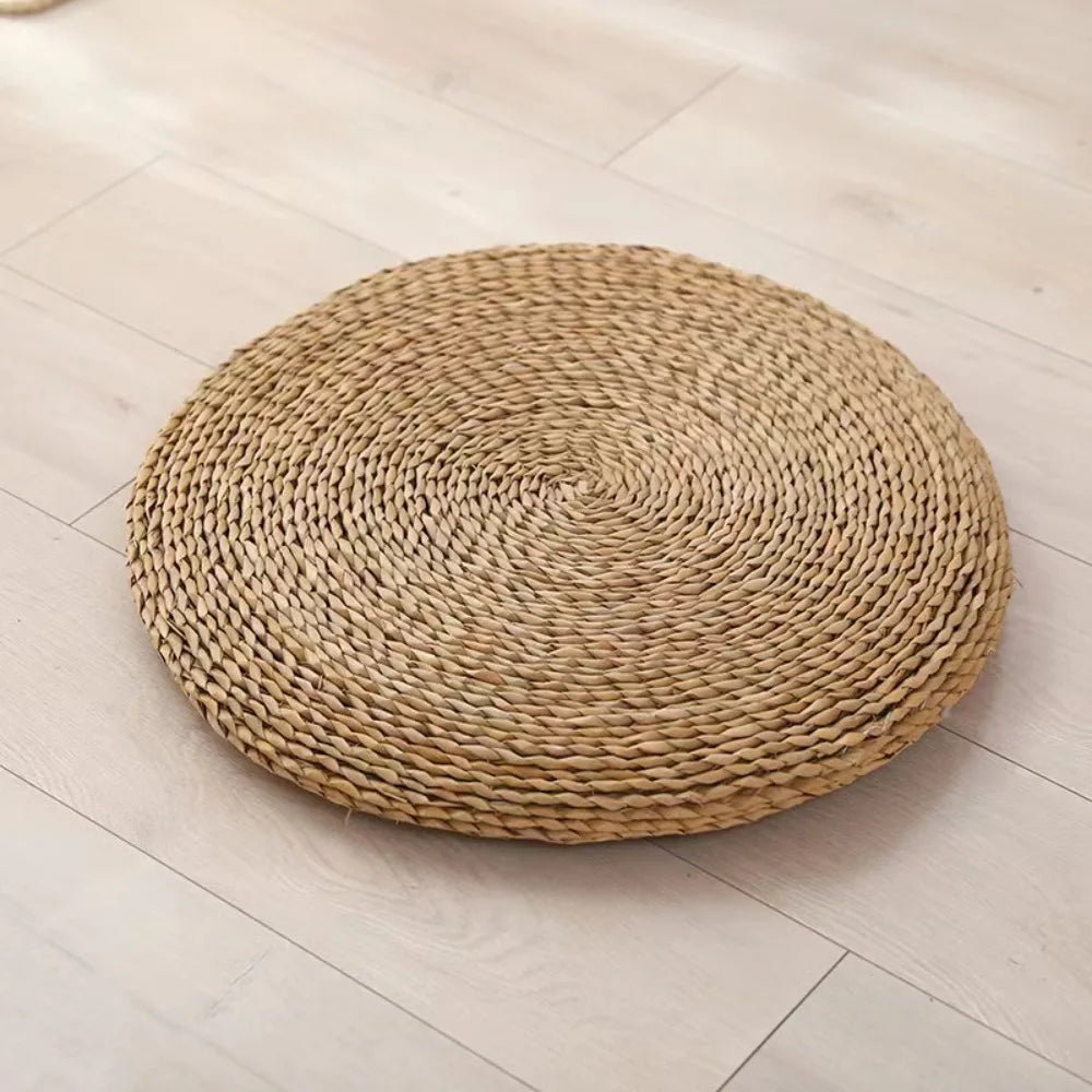 Japanese-style Straw Weaving Sitting Cushion Rustic Thickened Tatami Futon Handmade Breathable Straw Braid Mat Meditation