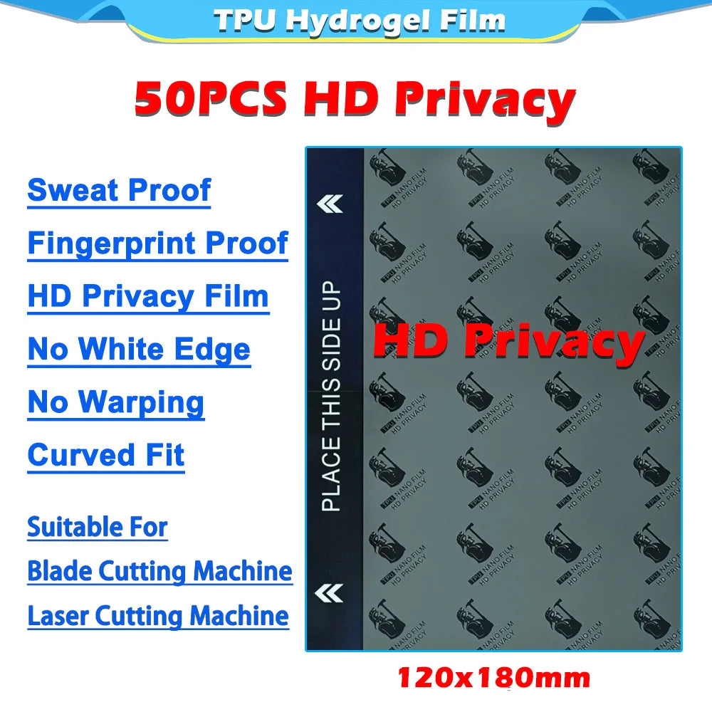 50PCS HD MATTE Privacy Blue Frosted Protection Flexible Hydrogel Film For Mobile Phone Screen Protective Film Cutting Machine