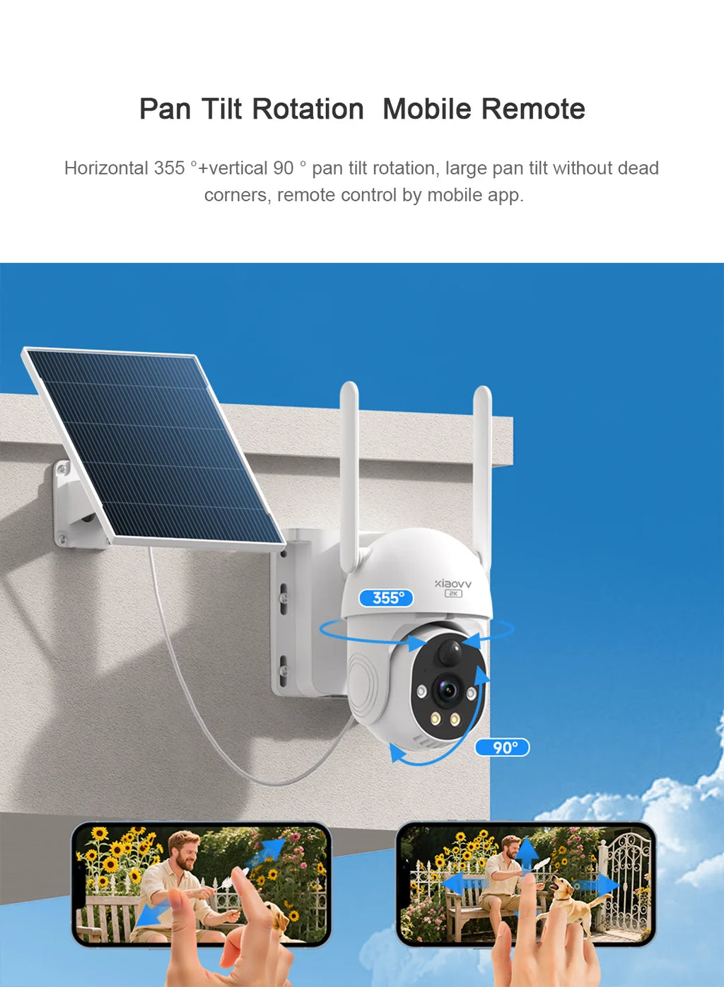 XIAOVV 4G WIFI 6MP Surveillance Smart Security Camera Solar Charging IP65 Waterproof Human Tracking Full Color Night Vision