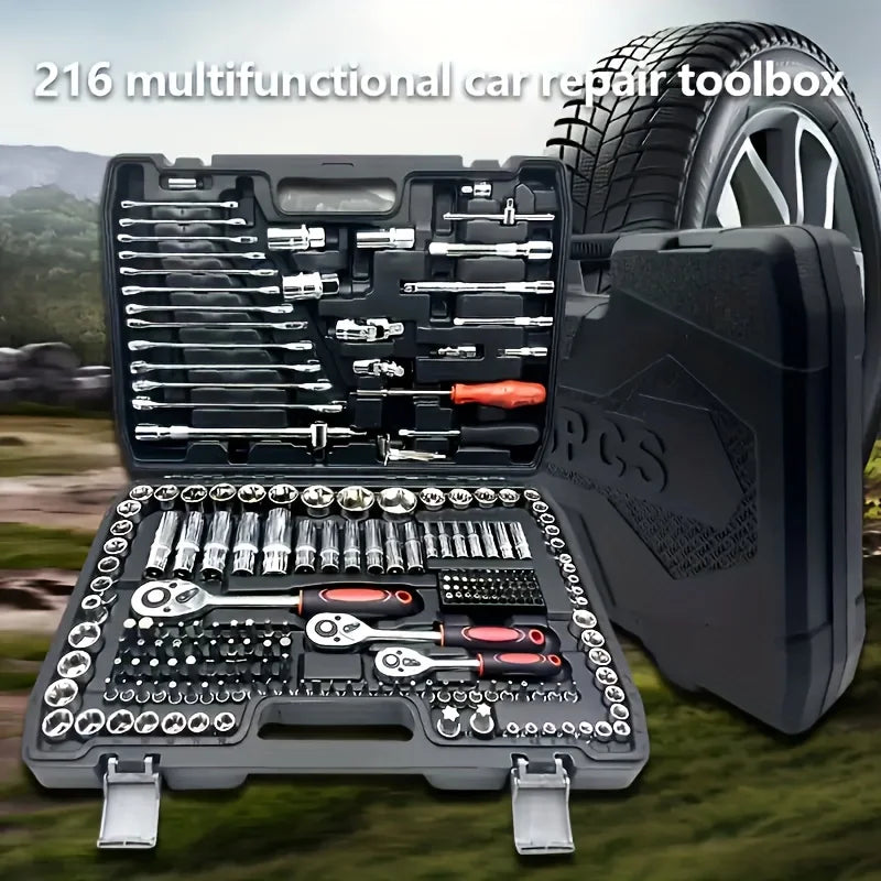 1 Set of 46-Piece Car Repair Tool Set, Ratchet Wrench Tool Box, Car Maintenance Socket Repair Kit, Hardware Kit, Multifunctional Car Repair Tool Kit