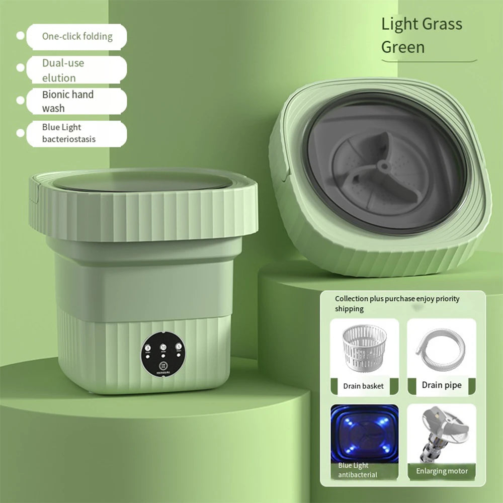Tidesmit 11L portable ultrasonic folding washing machine with spin dryer bucket for travel and delicate clothes