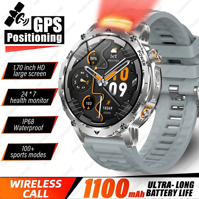 T-Rex 3 Military Grade 1100mAh Battery Smart Watch 10ATM Waterproof GPS Compass Altimeter Call AMOLED Men Swim Sports Smartwatch