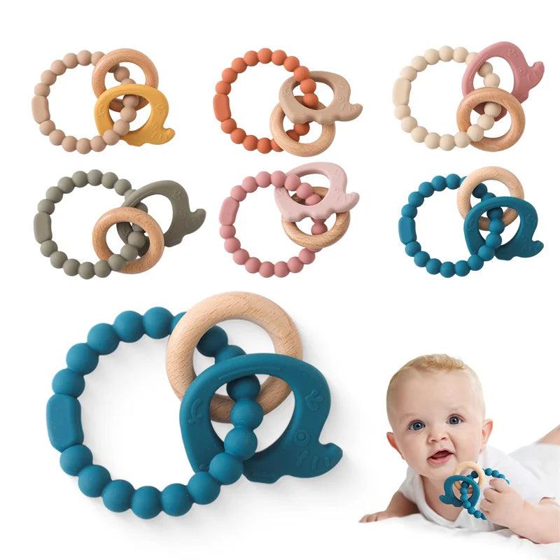 Baby Silicone Phone Teether Toy Pacifier Kids Cartoon Teething Silicone Newborn Early Dental Care Gums Molar Stick Baby Toy Gift