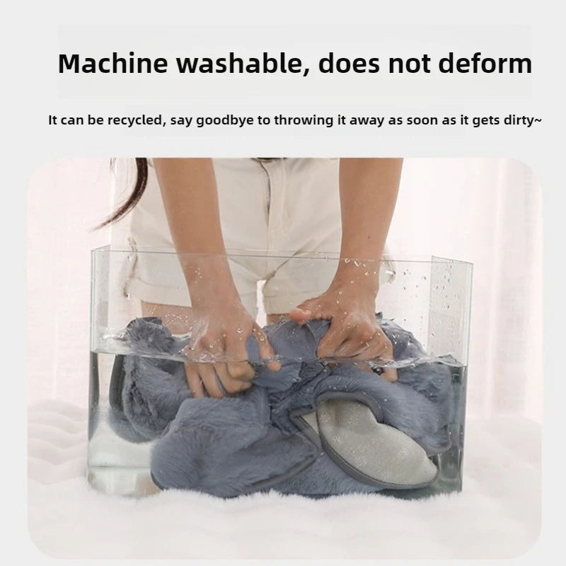 Extra-large, super soft plush dog bed being hand-washed to show durability and easy maintenance for large dog breeds.