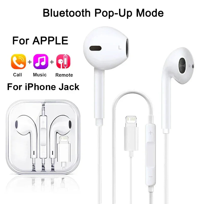 Original Headphones For Apple iPhone 16 15 14 13 11 12 Pro Max Plus In-ear Lightning 3.5MM Wired Bluetooth Earphones Accessories For iPhone 7-14 Tidesmit