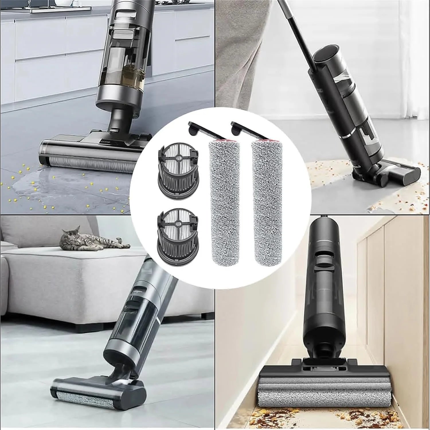 Tidesmit replacement HEPA filter and roller brush accessory set for Dreame H14 H20 H30 series vacuum cleaners