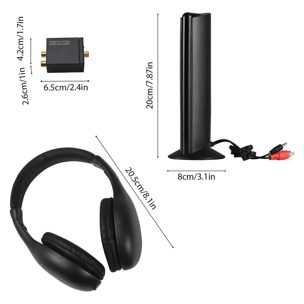 Wireless TV Headphones with Transmitter - 98ft Range, Low Latency Audio Tidesmit
