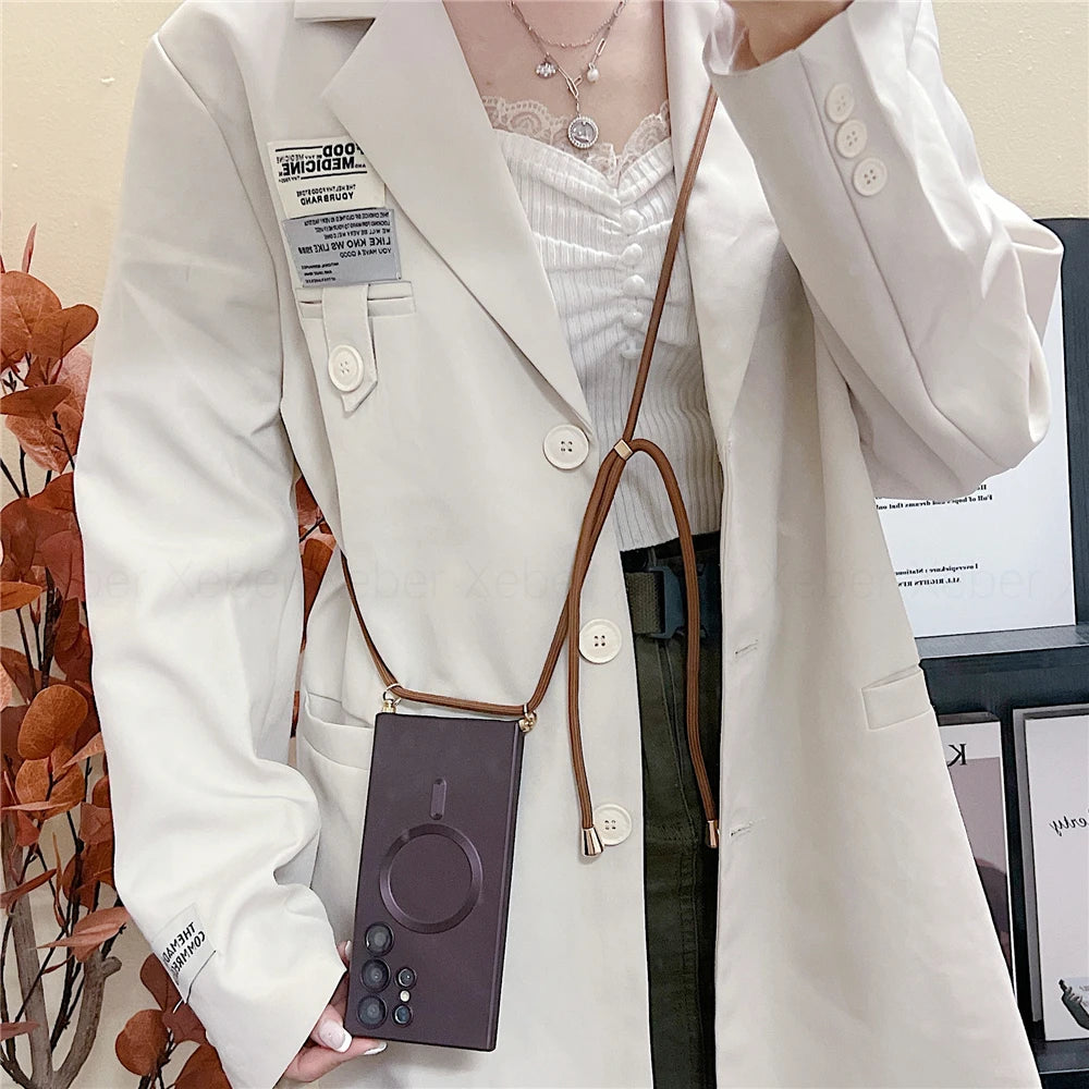Samsung S25 Ultra Magnetic Case with Detachable Crossbody Lanyard Strap Tidesmit