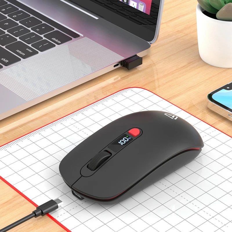 Wireless Mouse Bluetooth 2.4G With Smart Display Silent Portable Silent Click Mouse Rechargeable Office Computers Laptops 2026
