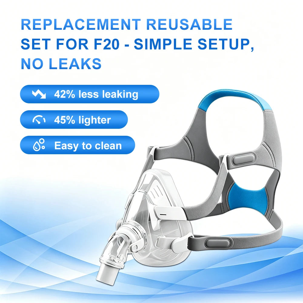 Face CPAP Masks with Headgear, Replacement Frame System for AirFit/AirTouch F20, Full Cover Assembly Set Includes Elbow Cushion