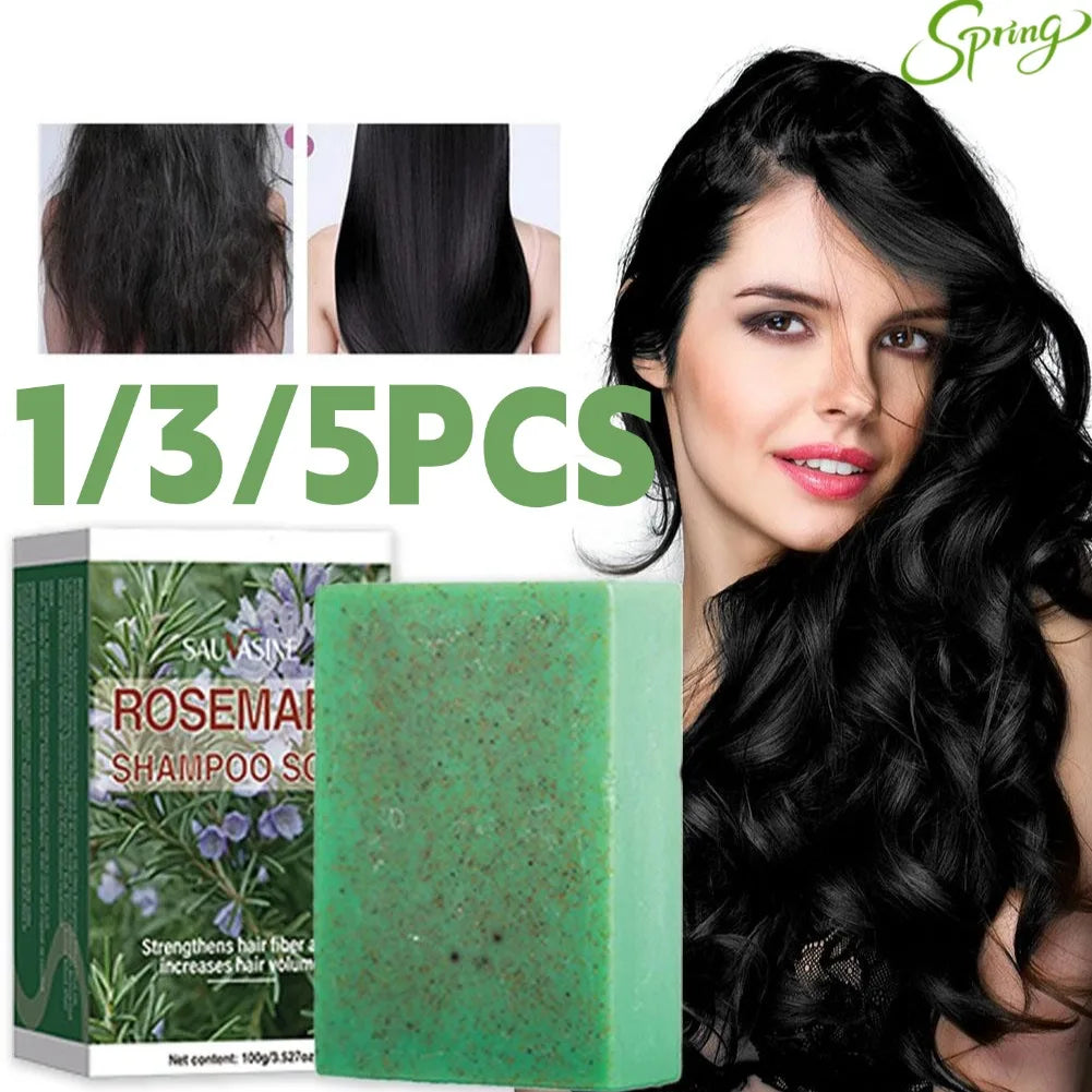 1/3/5PCS Rosemary Essential Oil Shampoo Soap 100g Deep Clean Refreshing Hair Care Bar Increases Hair Volume Moisturizing Soap