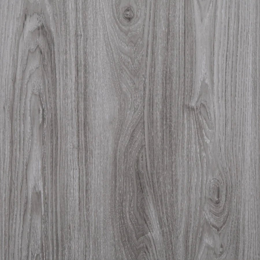 Close-up of gray wood-grain peel-and-stick tile texture