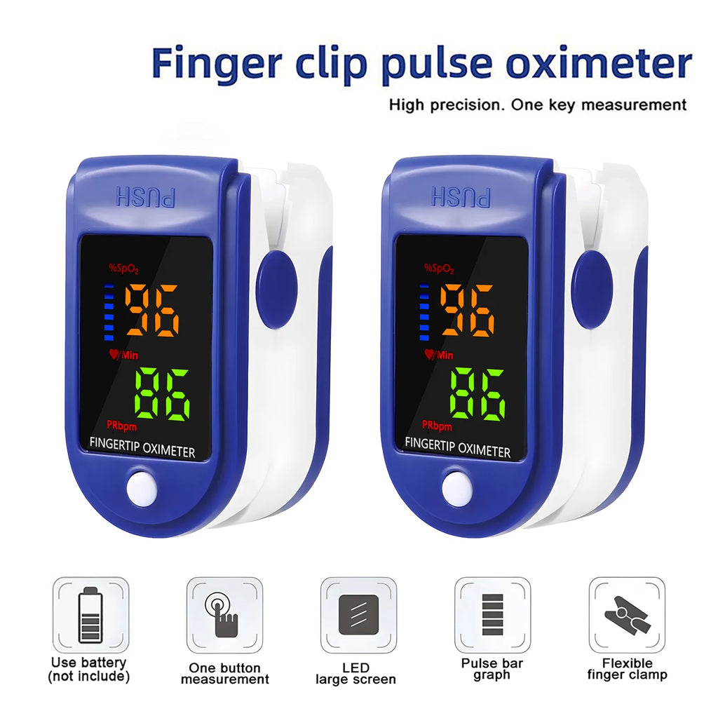 1PC 2PCS Finger Clip Oximeter Home LED Oximeter Blood Oxygen Meter Portable Fingertip Pulse Oximeter Saturation SpO2 Monitor
