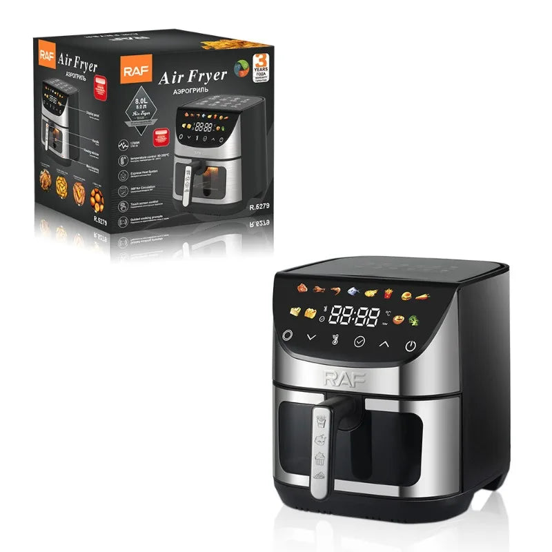 EU Plug New Digital Air Fryer Model 8 Liters Oil Free Professional Home Appliance Air Fryers Multifunctional Optional Airfryers